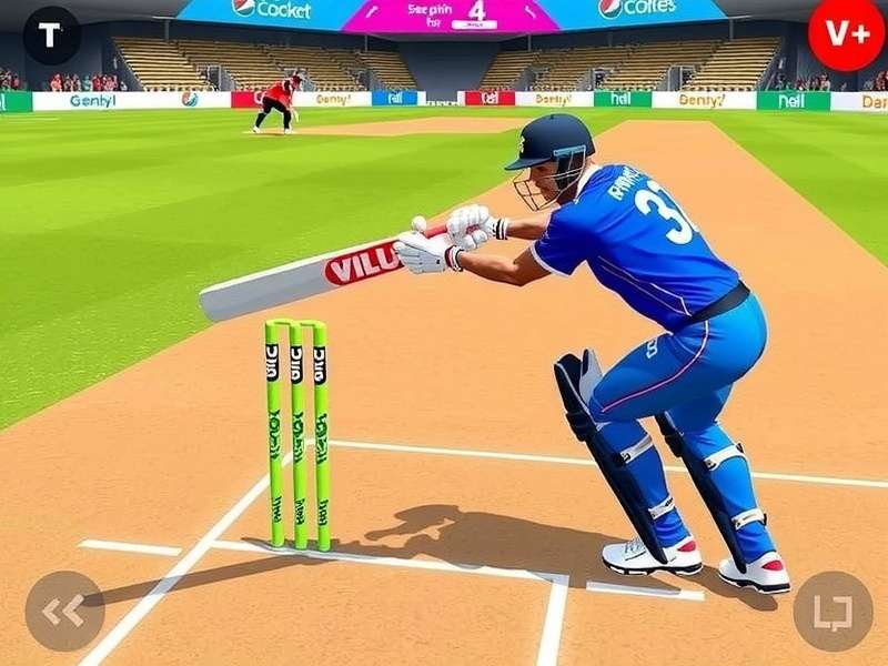 Player using sweep shot against spin in VR Cricket Pro Battle